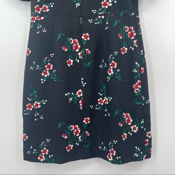 DRAPER JAMES Dress Black Floral Printed Crepe V-Neck Dress Party Cocktail SZ 10 - Picture 11 of 15